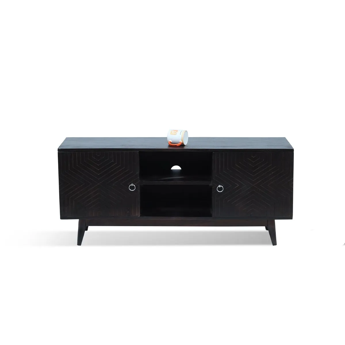 Royal Finish Chew TV Cabinet in sheesham in Natural Black Carbon Matte Finished wooden bar cabinet image 11