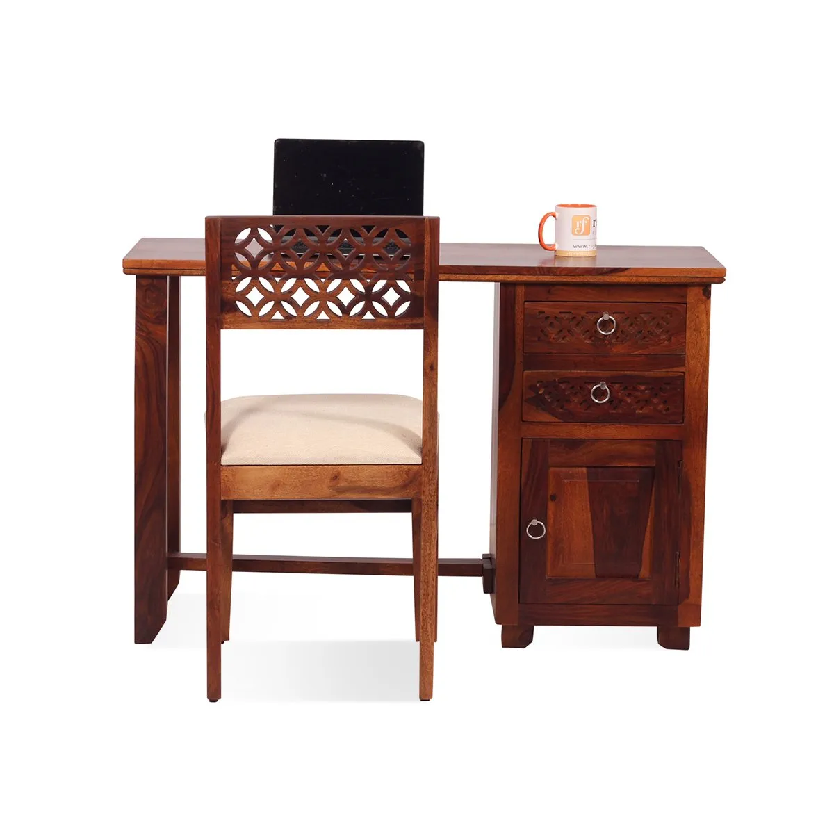 Royal Finish Carvo With Chair Study Table in Natural Colour in Sheesham Wood wooden study table image 10