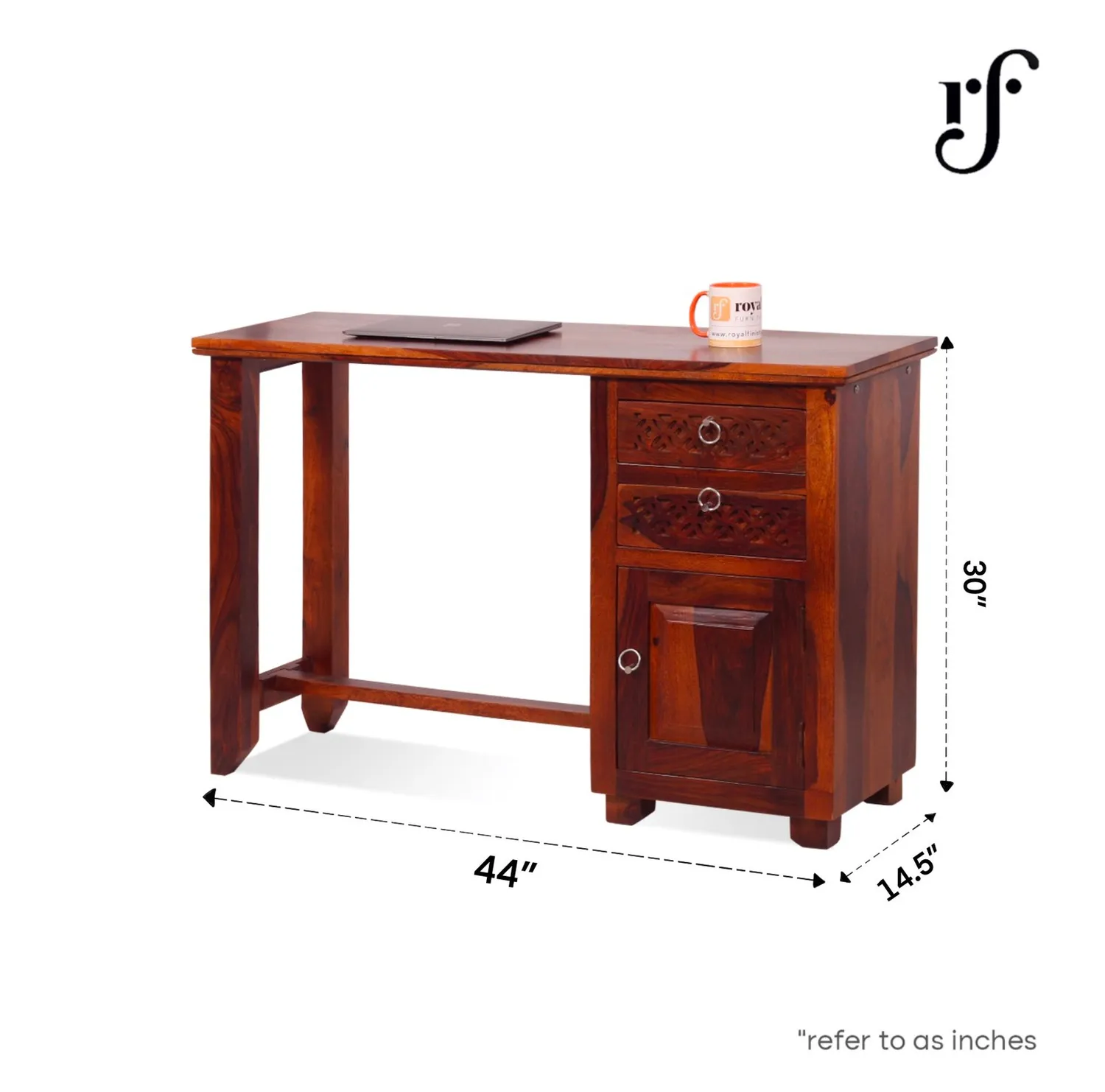 Royal Finish Carvo design Study Table in Natural Colour in Sheesham Wood wooden study table image 3