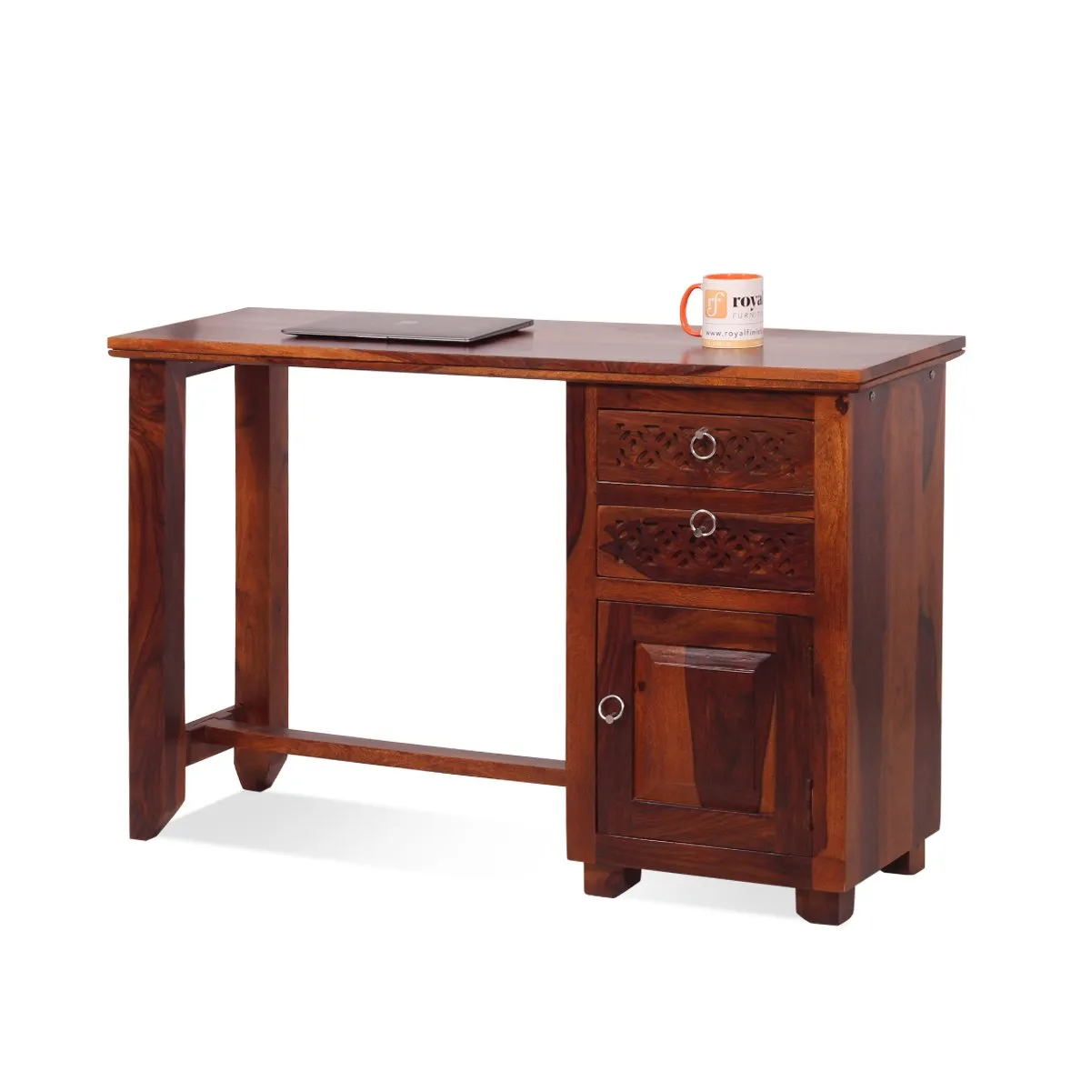 Royal Finish Carvo design Study Table in Natural Colour in Sheesham Wood wooden study table image 5