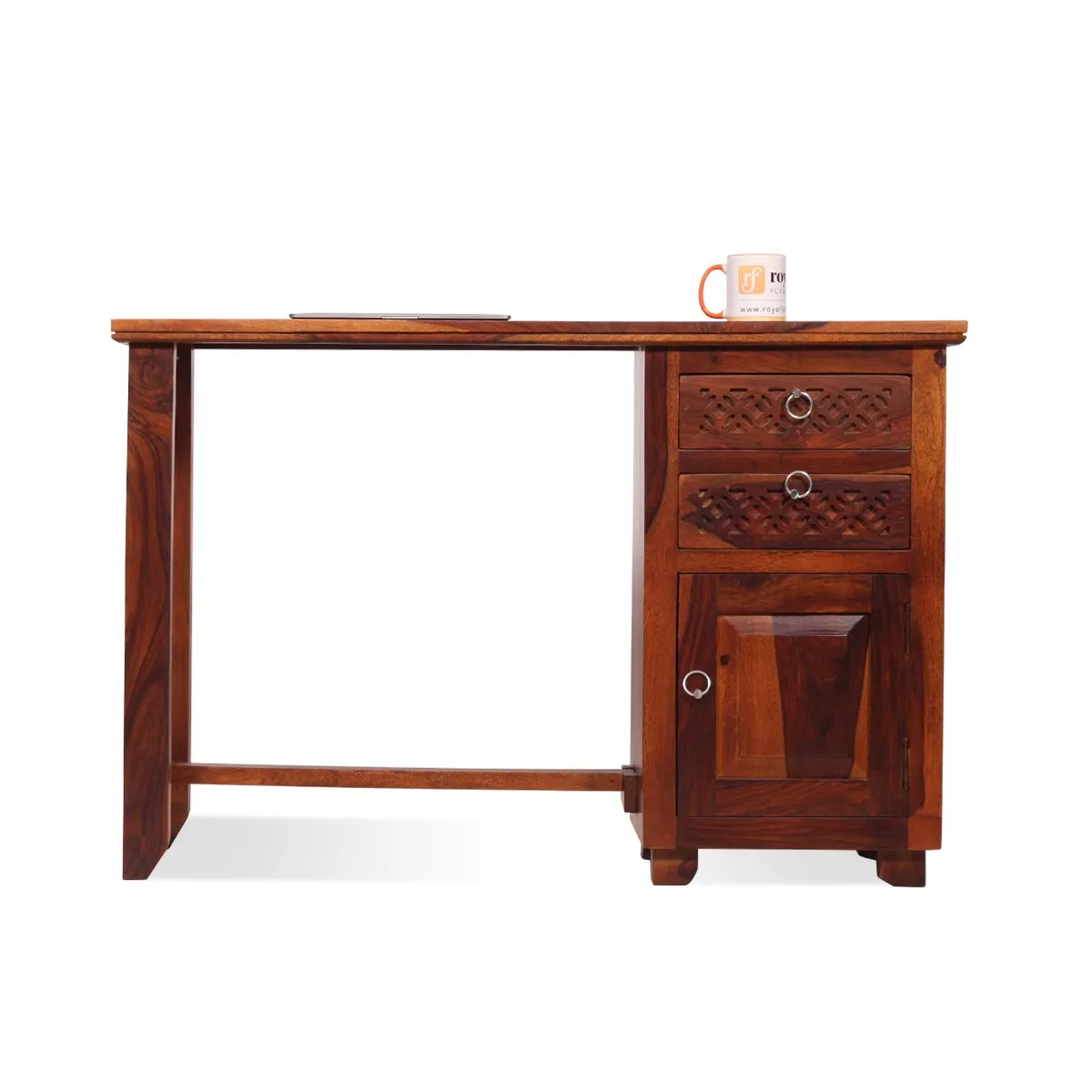 Royal Finish Carvo design Study Table in Natural Colour in Sheesham Wood wooden study table image 6