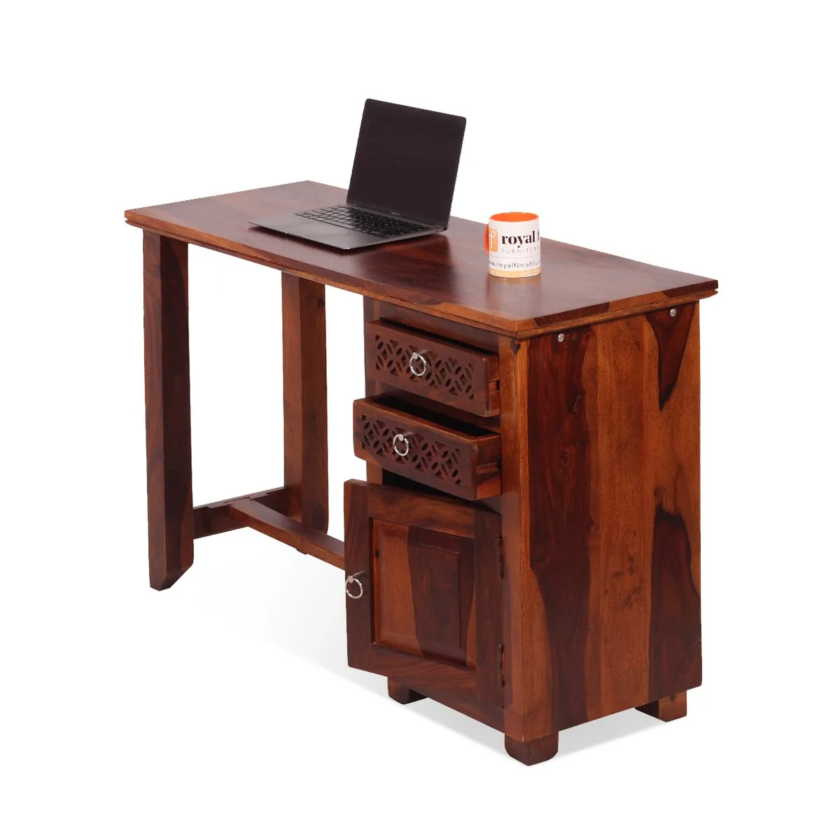 Royal Finish Carvo design Study Table in Natural Colour in Sheesham Wood wooden study table image 7