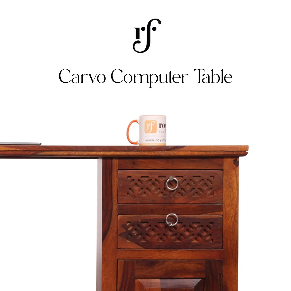 Royal Finish Carvo design Study Table in Natural Colour in Sheesham Wood wooden study table image 10