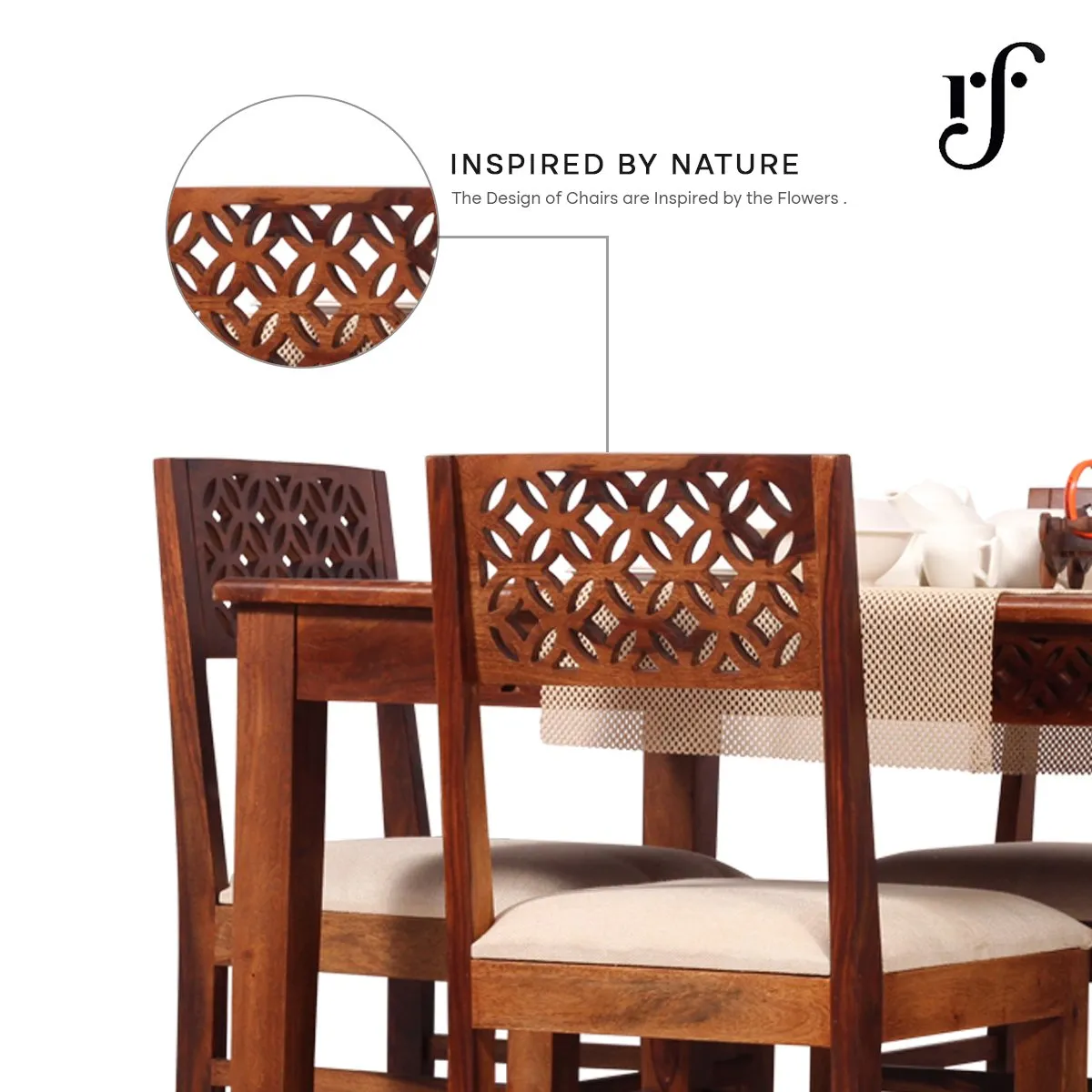 Royal Finish Carvo 4 Seater Dining Set in Natural Furniture Sheesham Wood sheesham dining table image 4