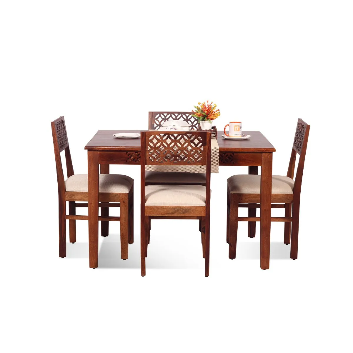 Royal Finish Carvo 4 Seater Dining Set in Natural Furniture Sheesham Wood sheesham dining table image 10