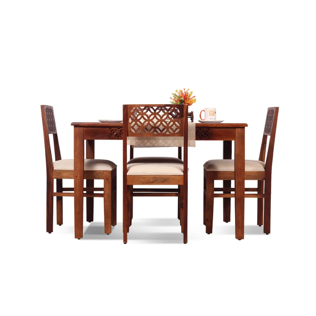 Royal Finish Carvo 4 Seater Dining Set in Natural Furniture Sheesham Wood sheesham dining table image 11