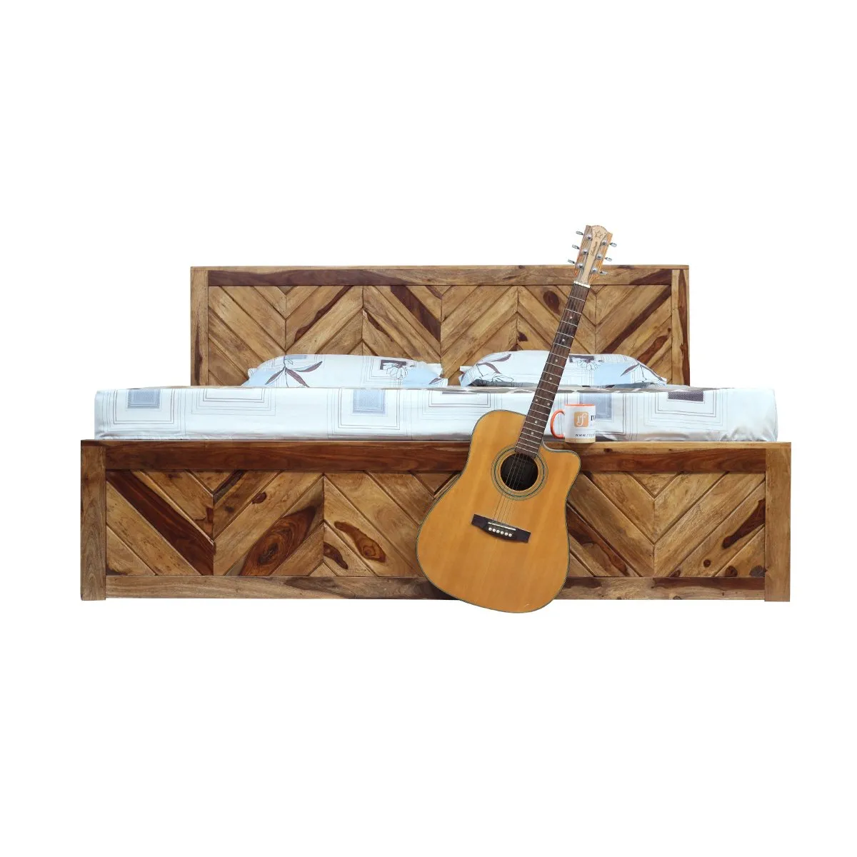 Royal Finish Vesto King Without Storage Bed In Solid Sheesham Wood sheesham wood bed image 5