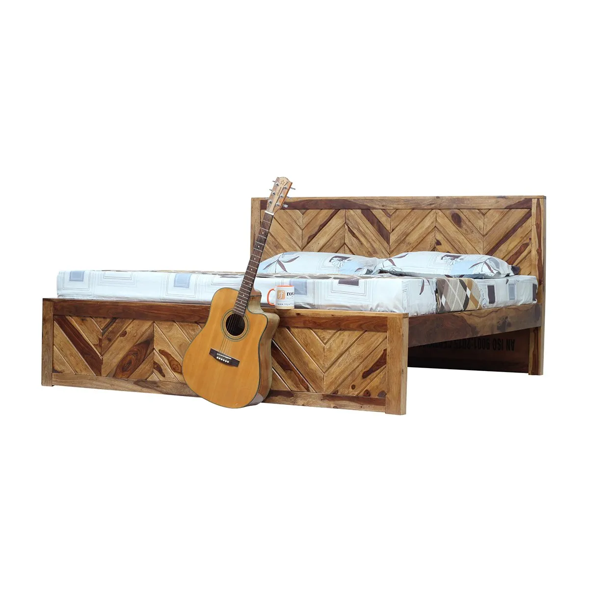 Royal Finish Vesto King Without Storage Bed In Solid Sheesham Wood sheesham wood bed image 6