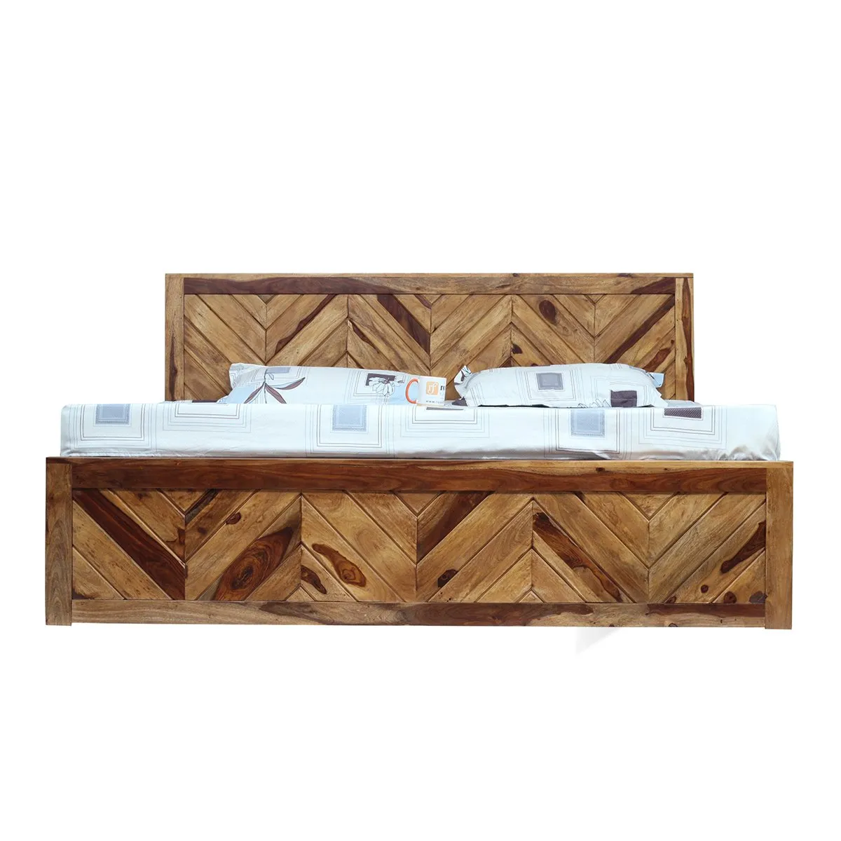 Royal Finish Vesto King Without Storage Bed In Solid Sheesham Wood sheesham wood bed image 7
