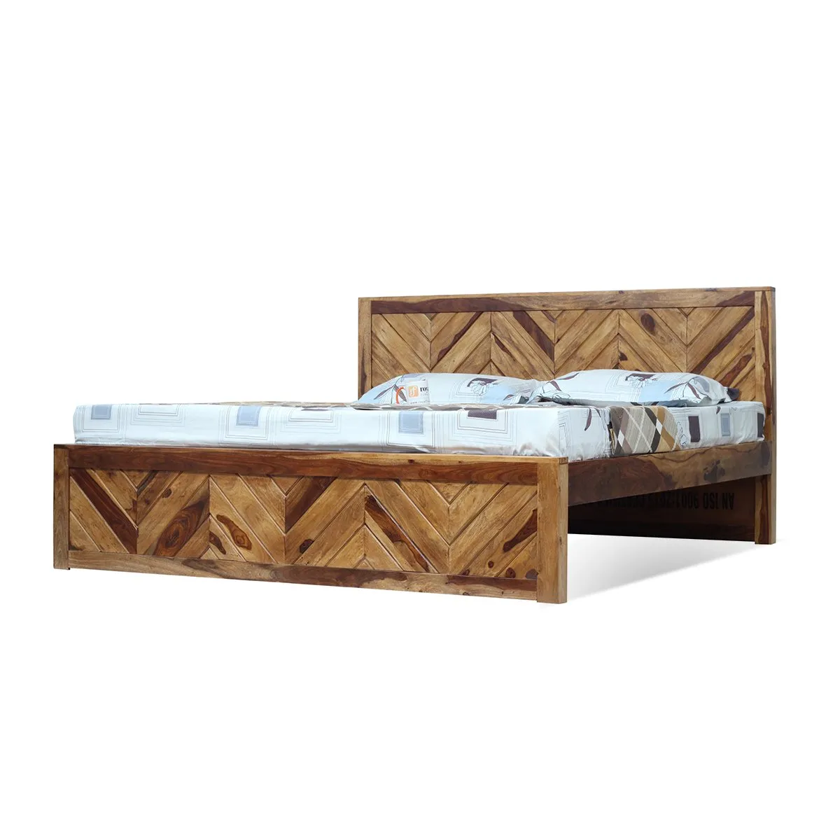 Royal Finish Vesto King Without Storage Bed In Solid Sheesham Wood sheesham wood bed image 8