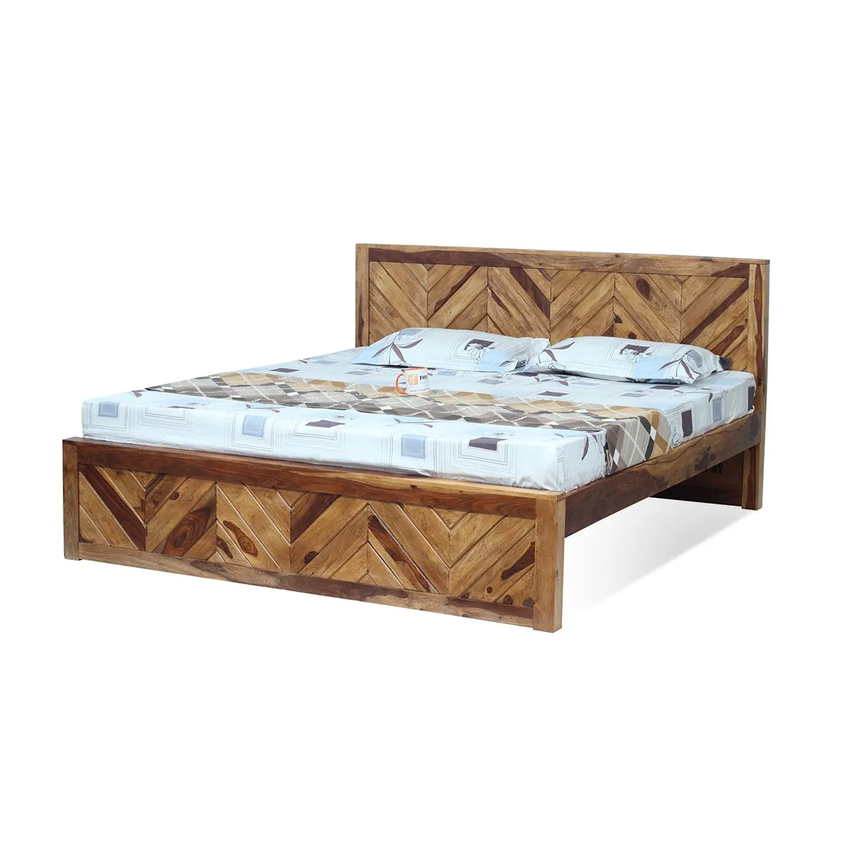Royal Finish Vesto King Without Storage Bed In Solid Sheesham Wood sheesham wood bed image 9