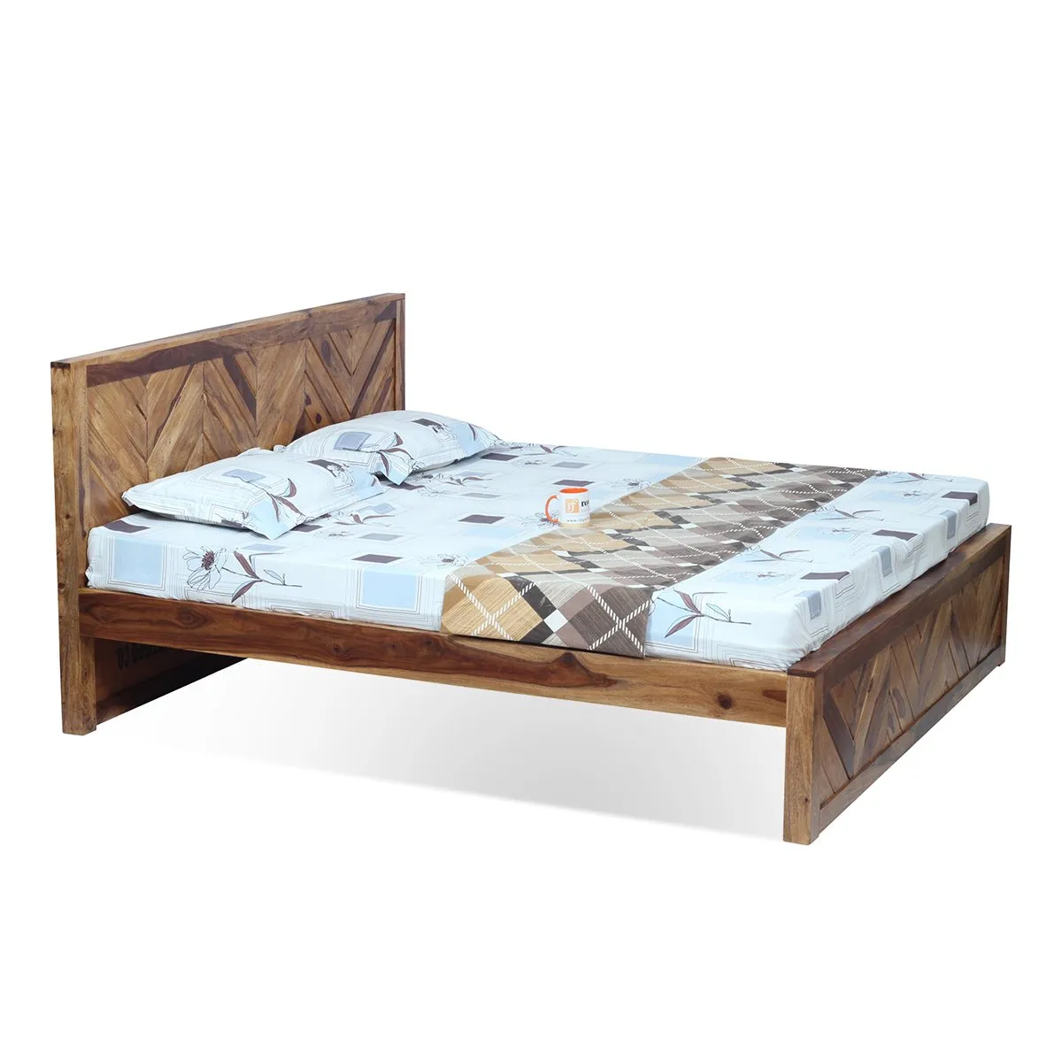 Royal Finish Vesto King Without Storage Bed In Solid Sheesham Wood sheesham wood bed image 10