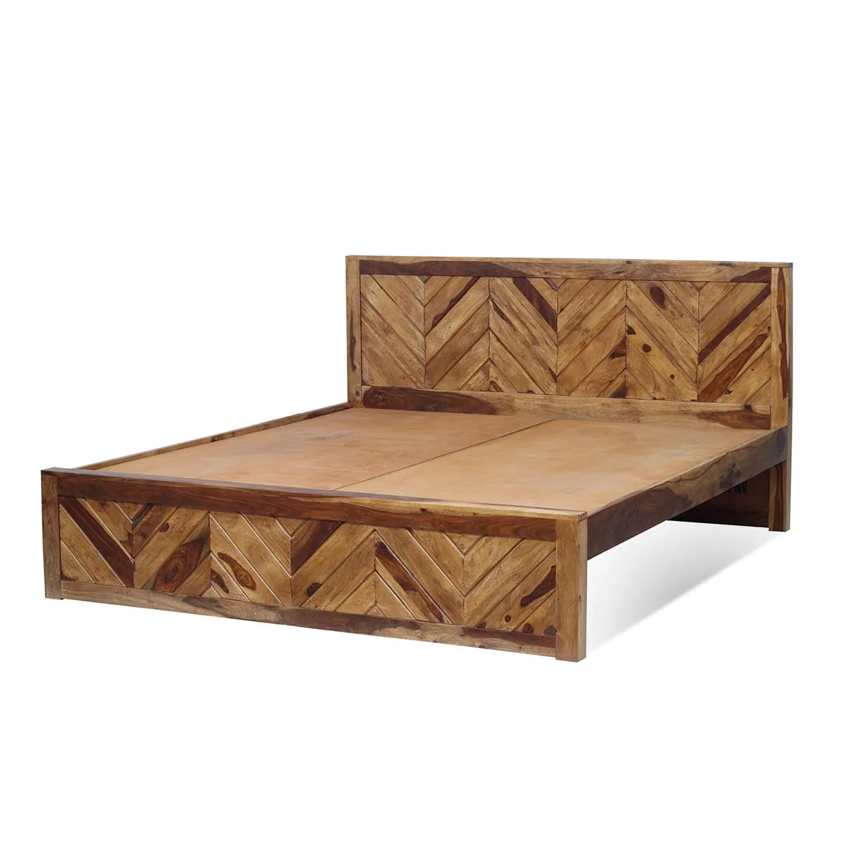 Royal Finish Vesto King Without Storage Bed In Solid Sheesham Wood sheesham wood bed image 12