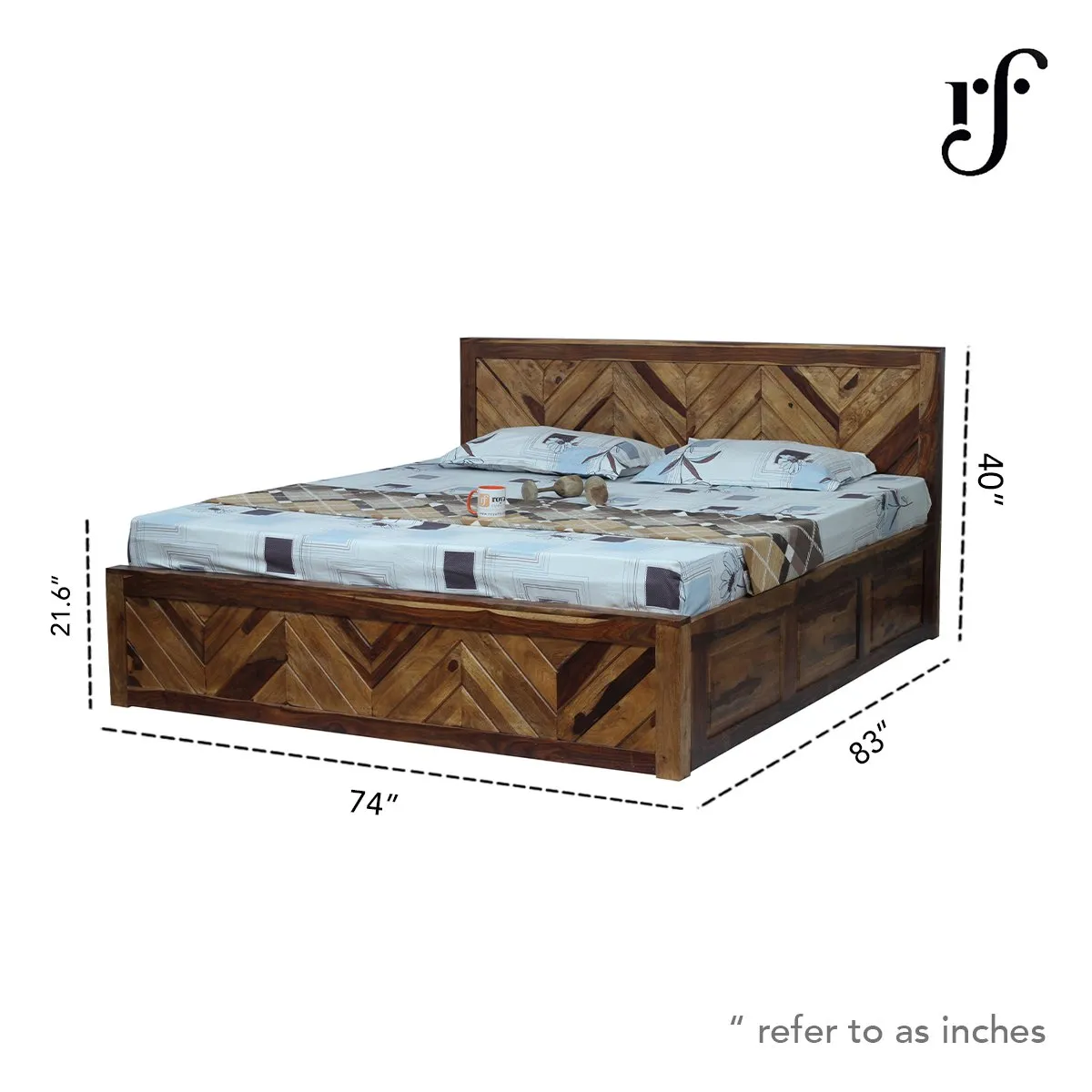Royal Finish Vesto King Storage Bed In Solid Sheesham Wood sheesham wood bed image 3