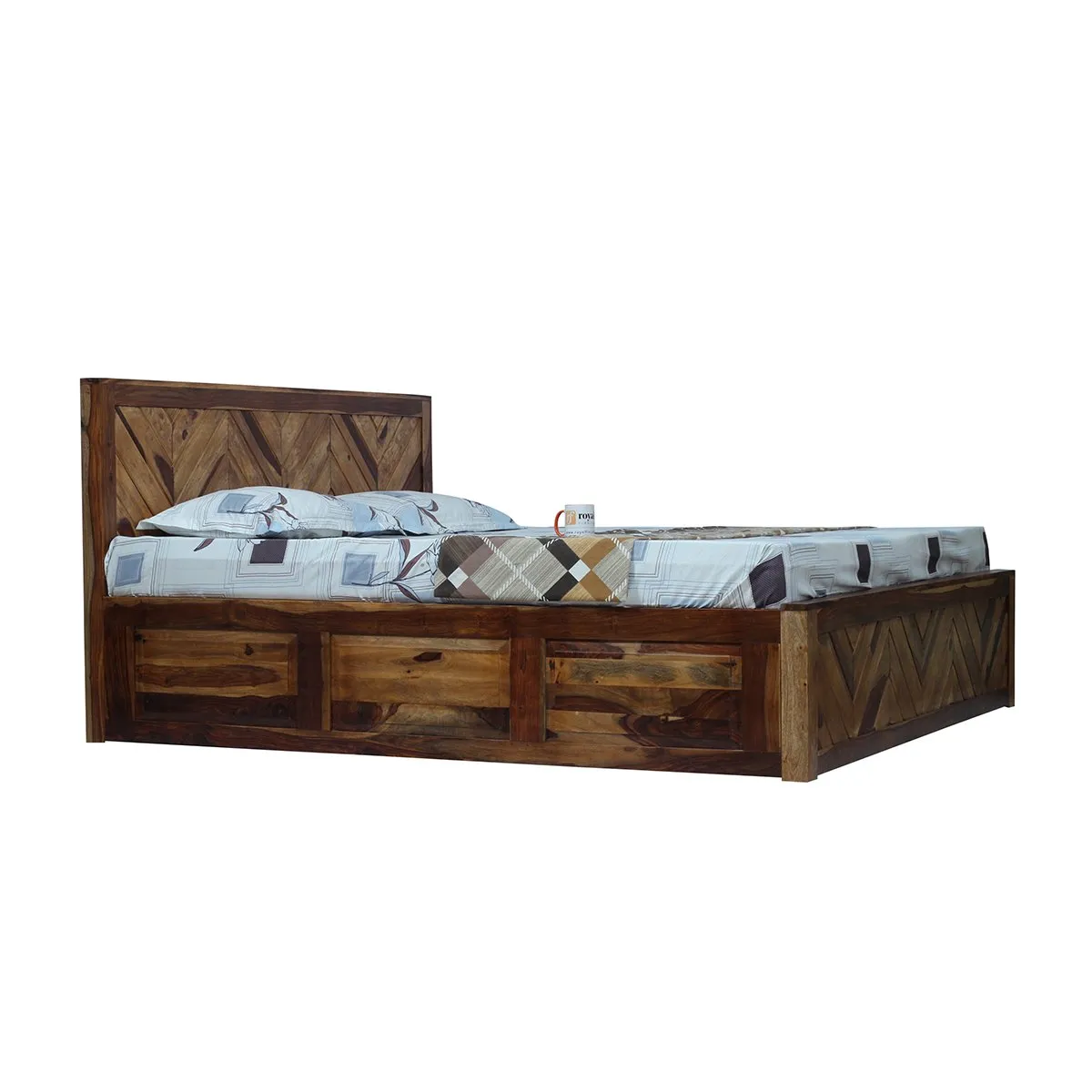 Royal Finish Vesto King Storage Bed In Solid Sheesham Wood sheesham wood bed image 12