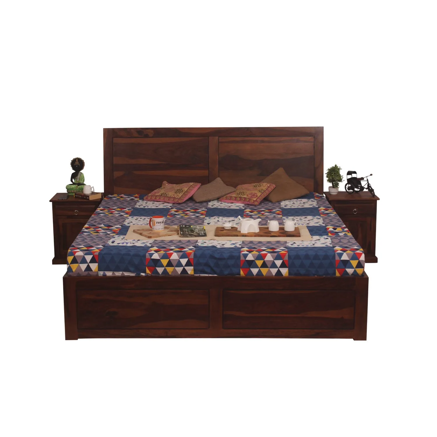 Royal Finish Simpaley King Storage Bed In Solid Sheesham Wood sheesham wood bed image 4