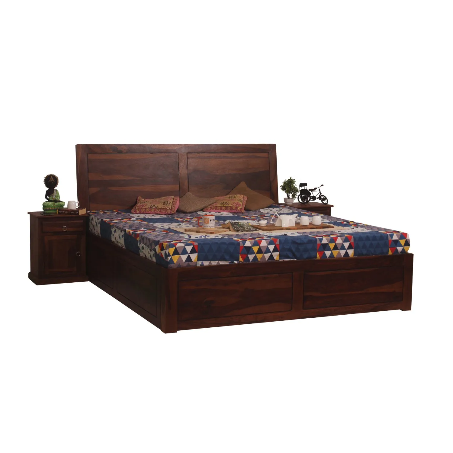 Royal Finish Simpaley King Storage Bed In Solid Sheesham Wood sheesham wood bed image 6
