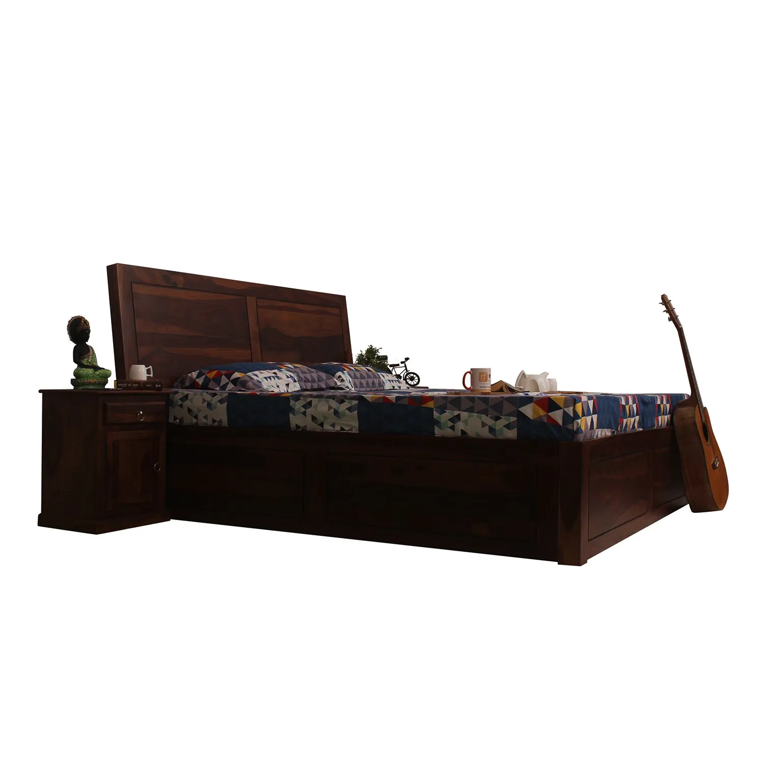 Royal Finish Simpaley King Storage Bed In Solid Sheesham Wood sheesham wood bed image 10