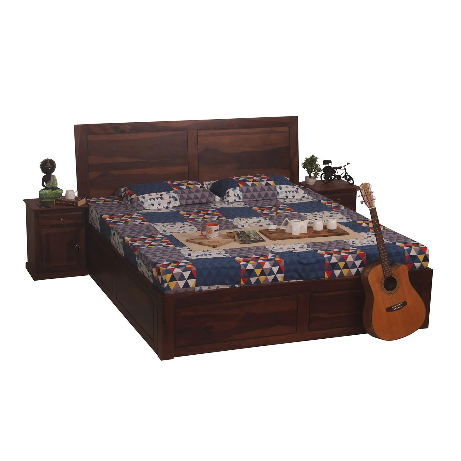Royal Finish Simpaley King Storage Bed In Solid Sheesham Wood sheesham wood bed image 11