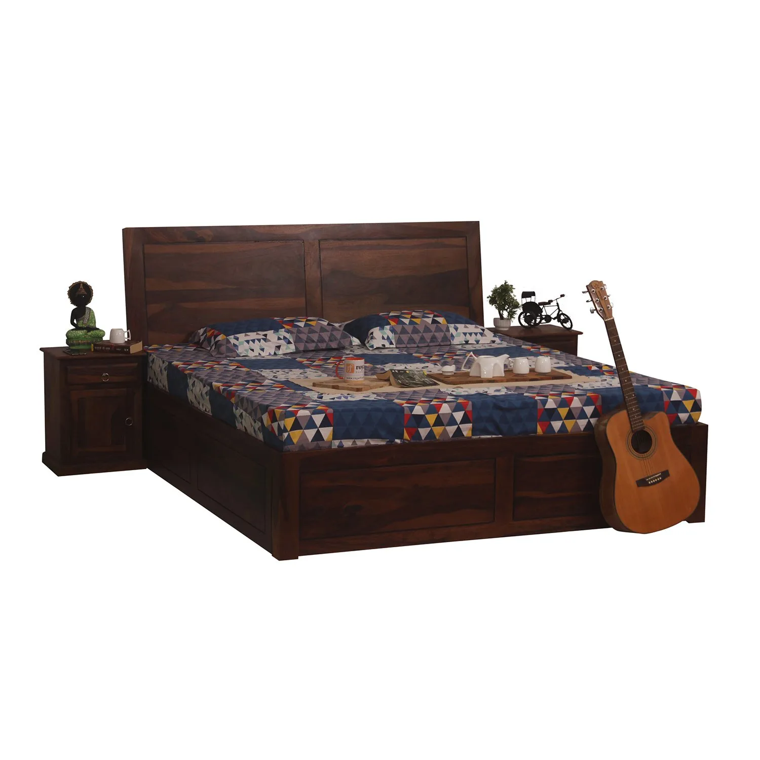 Royal Finish Simpaley King Storage Bed In Solid Sheesham Wood sheesham wood bed image 12