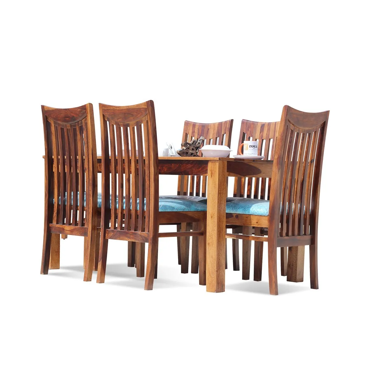 Royal Finish Serene 6 Seater Dining Set in Natural Premium Furniture sheesham dining table image 3