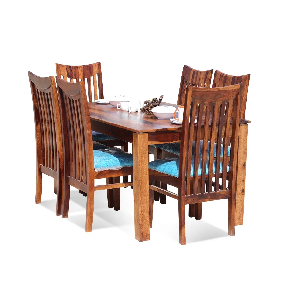 Royal Finish Serene 6 Seater Dining Set in Natural Premium Furniture sheesham dining table image 4
