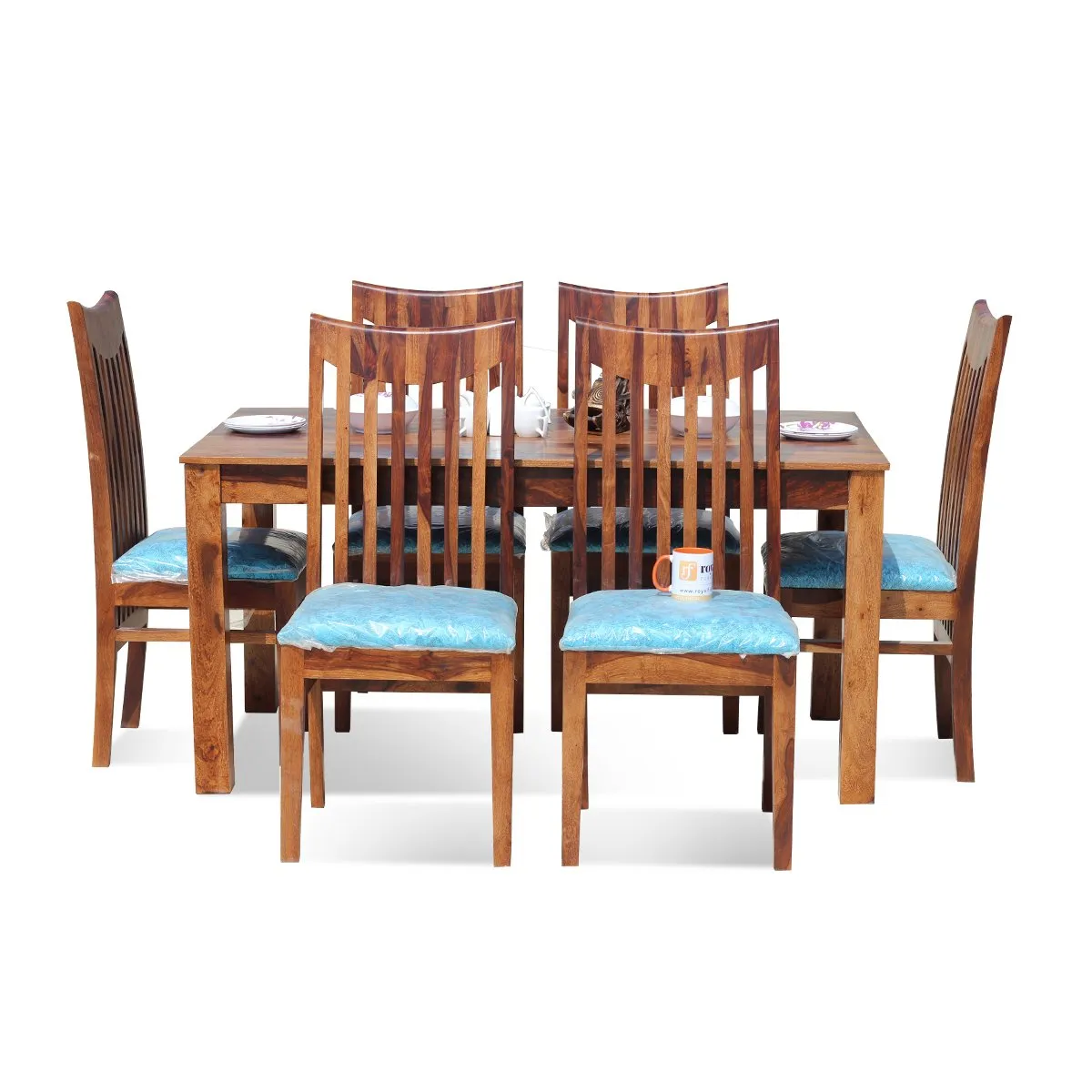 Royal Finish Serene 6 Seater Dining Set in Natural Premium Furniture sheesham dining table image 5
