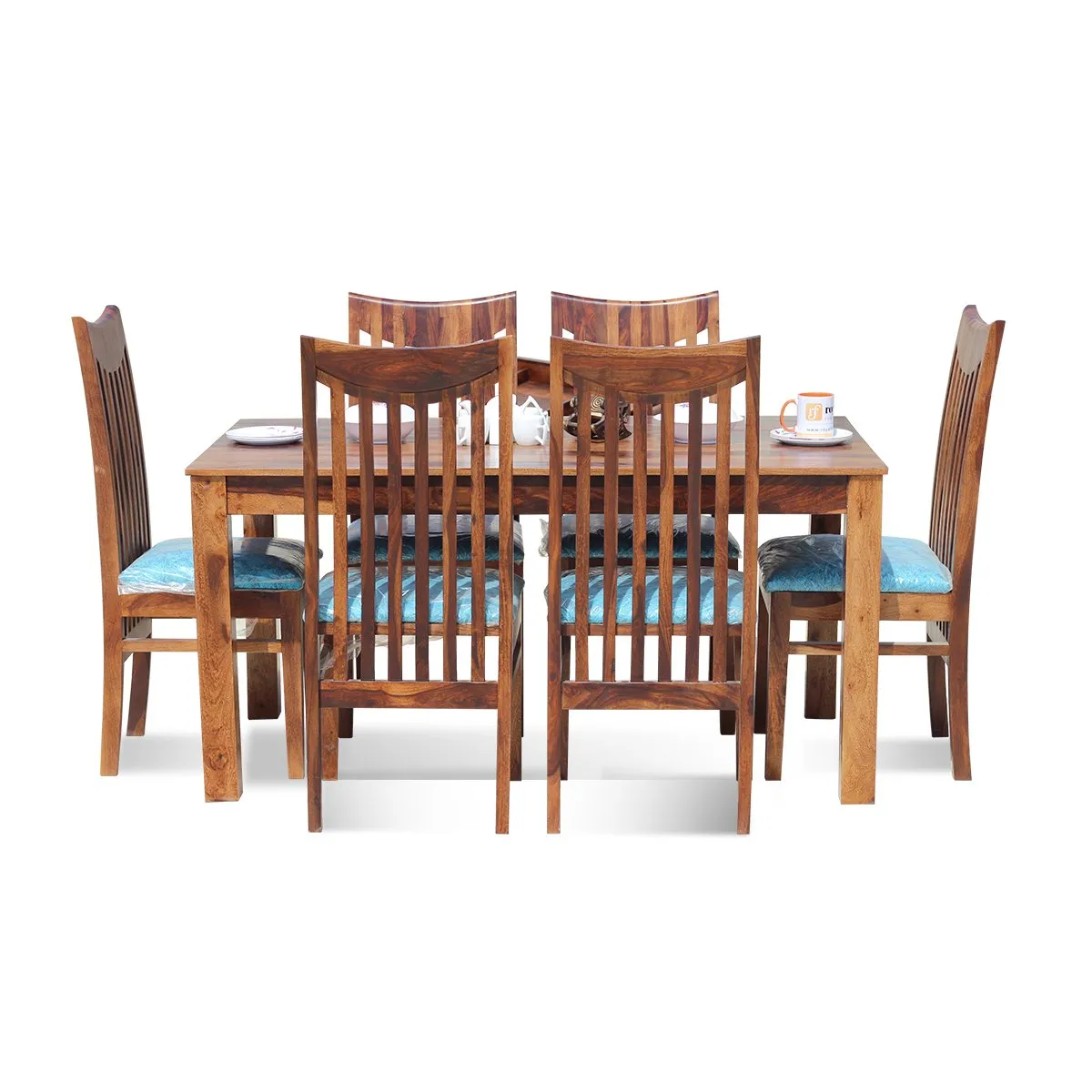 Royal Finish Serene 6 Seater Dining Set in Natural Premium Furniture sheesham dining table image 7