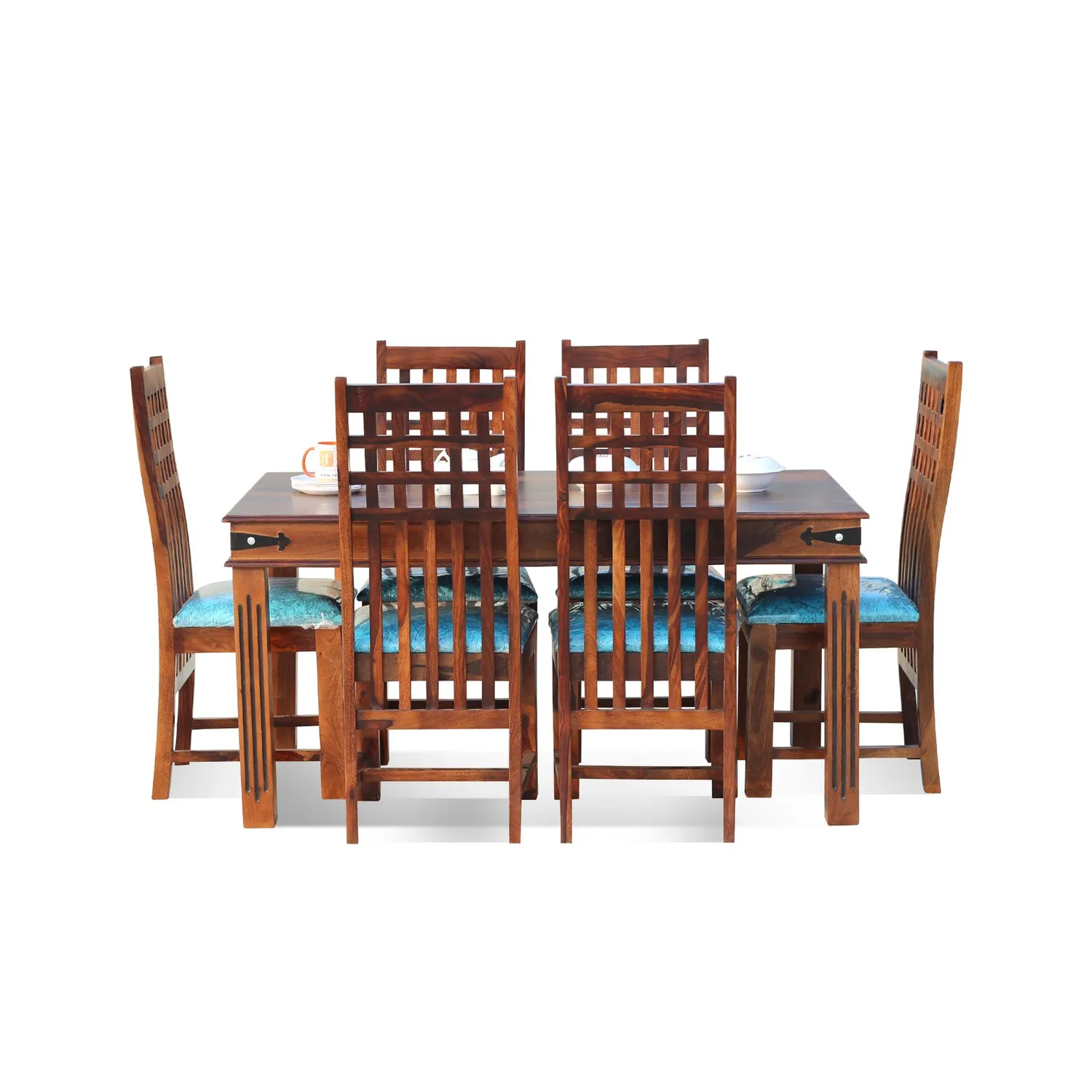 Royal Finish Trileno Vettori 6 Seater Dining Set in Natural Premium Furniture sheesham dining table image 8
