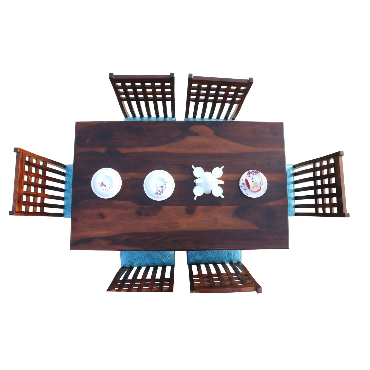 Royal Finish Trileno Vettori 6 Seater Dining Set in Natural Premium Furniture sheesham dining table image 11