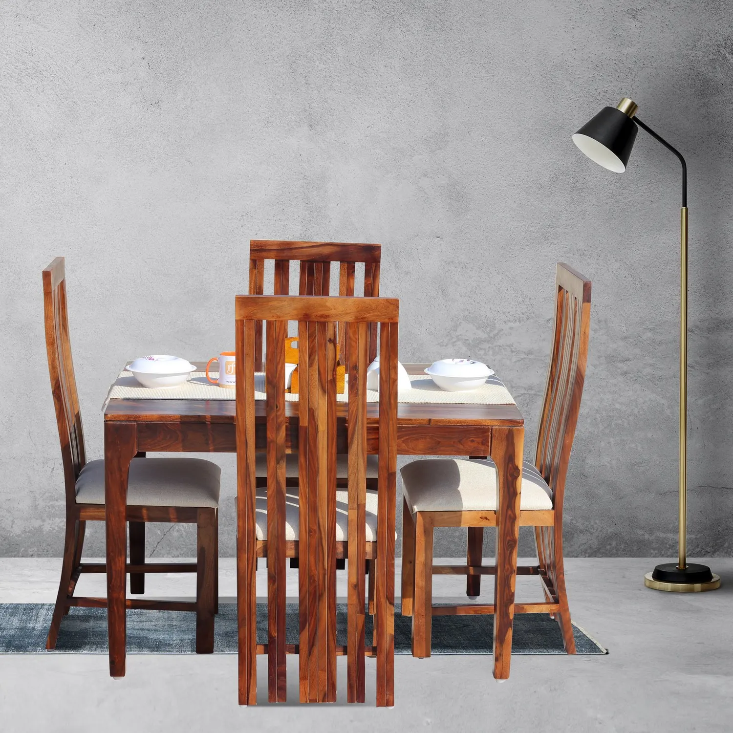 Royal Finish Hectro 4 Seater Dining Set in Natural Furniture Sheesham Wood