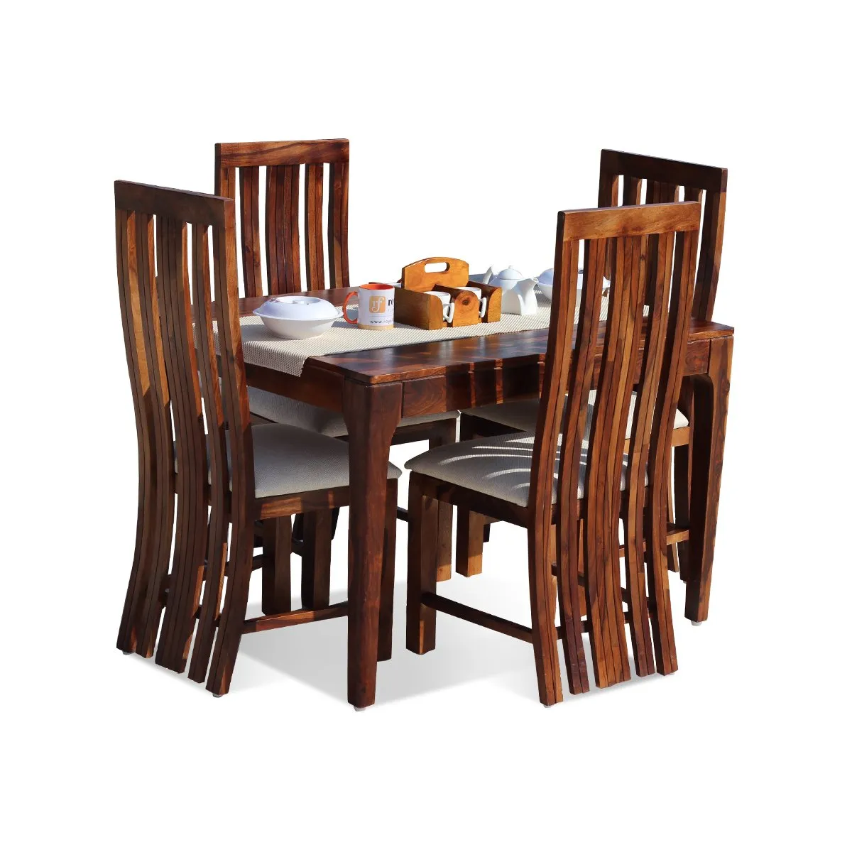 Royal Finish Hectro 4 Seater Dining Set in Natural Furniture Sheesham Wood sheesham dining table image 4