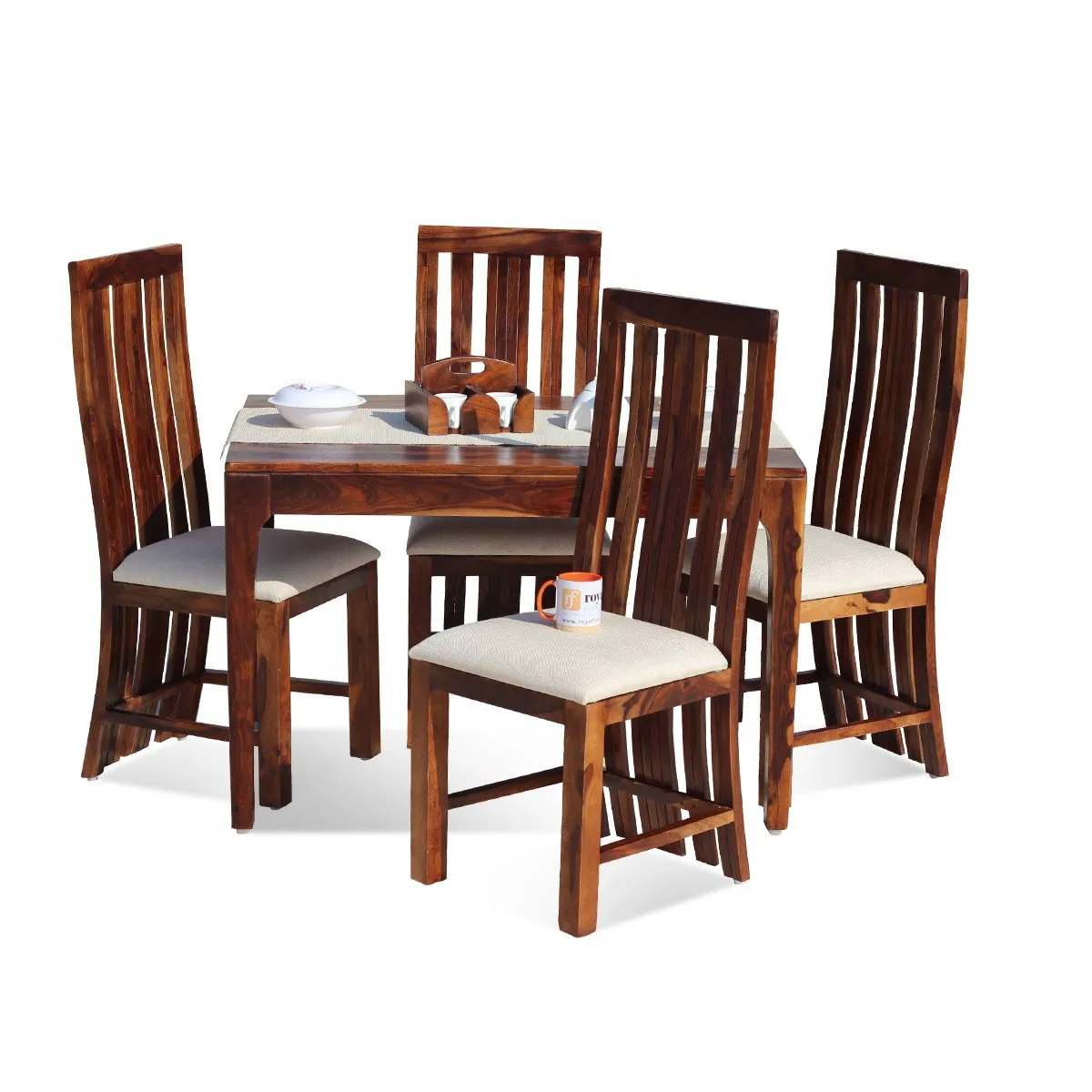 Royal Finish Hectro 4 Seater Dining Set in Natural Furniture Sheesham Wood sheesham dining table image 8
