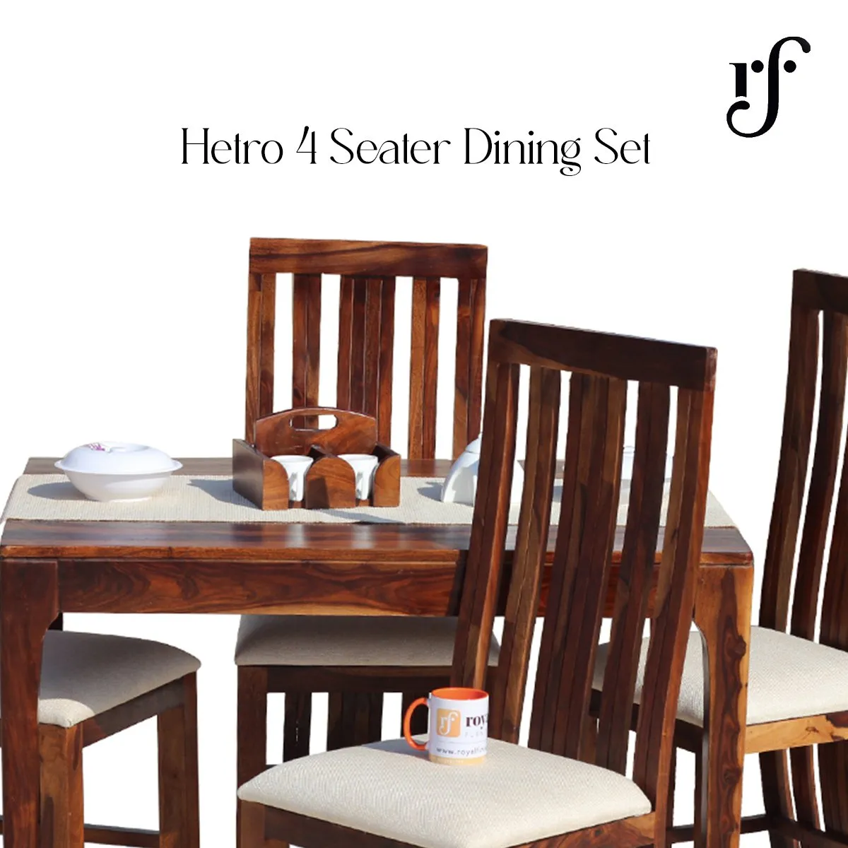 Royal Finish Hectro 4 Seater Dining Set in Natural Furniture Sheesham Wood sheesham dining table image 9