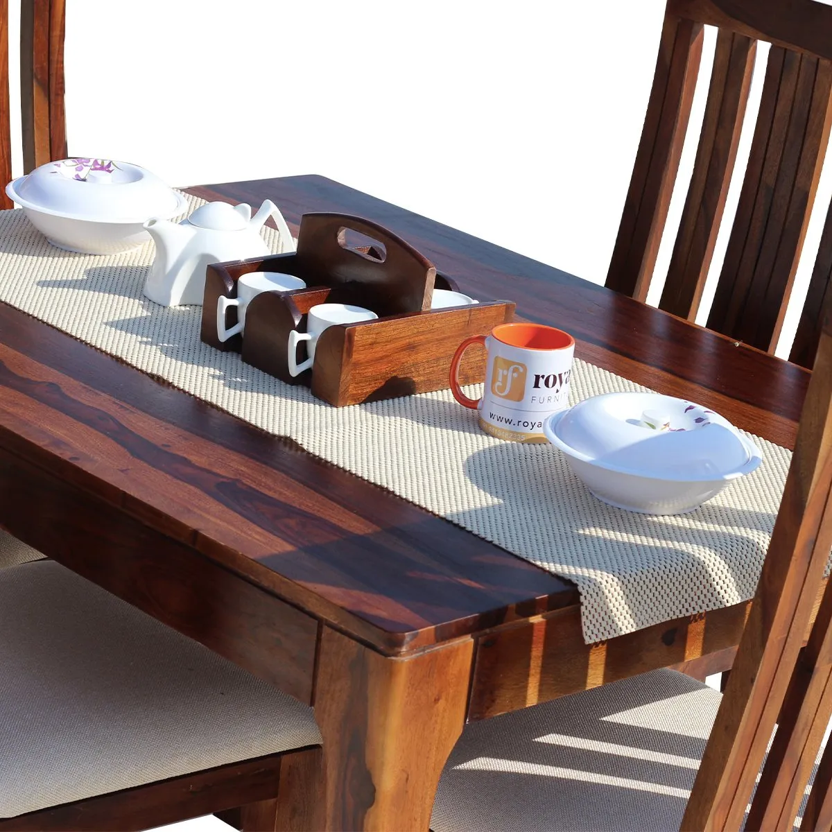 Royal Finish Hectro 4 Seater Dining Set in Natural Furniture Sheesham Wood sheesham dining table image 10