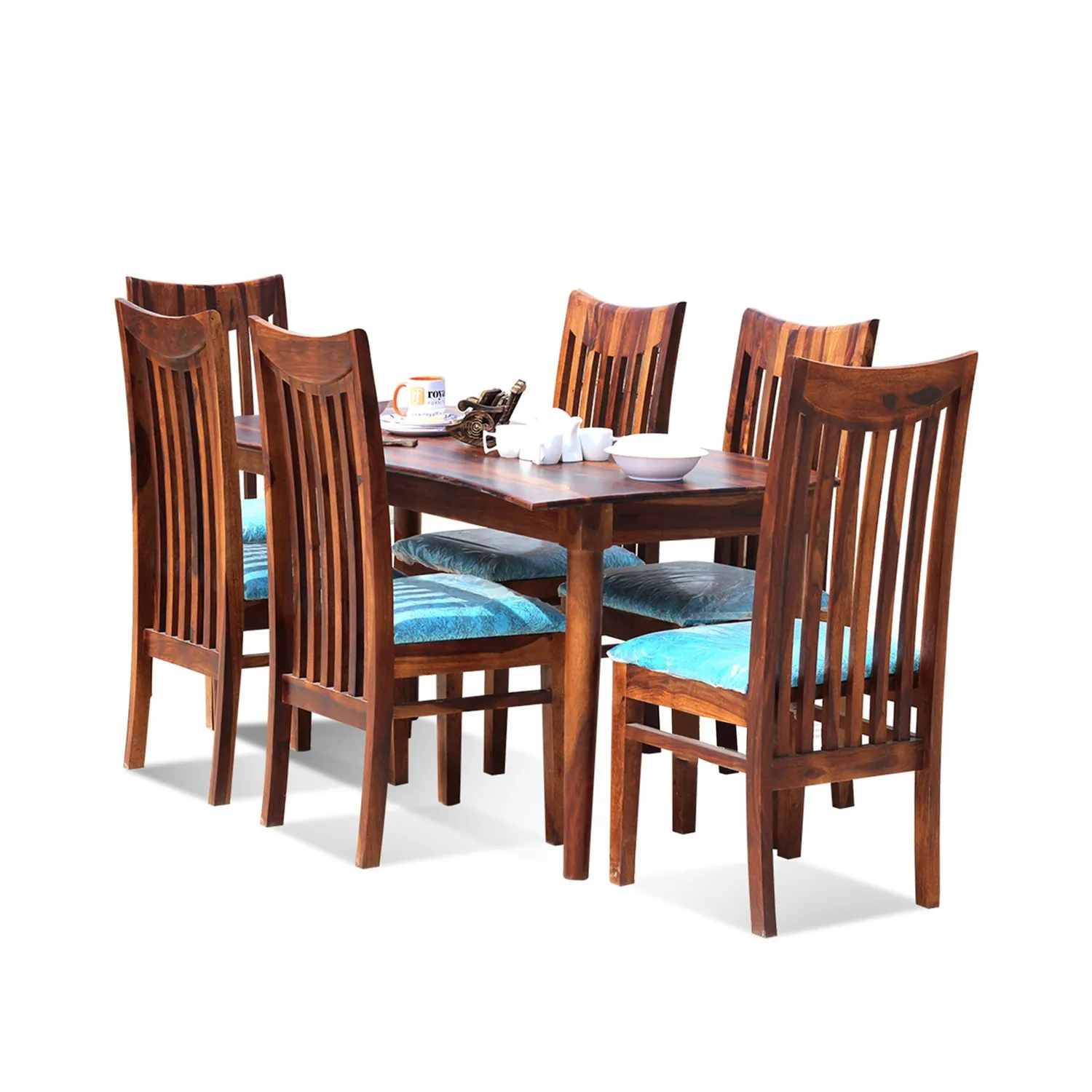Royal Finish Deco 6 Seater Dining Set in Natural Premium Furniture Sheesham Wood sheesham dining table image 7