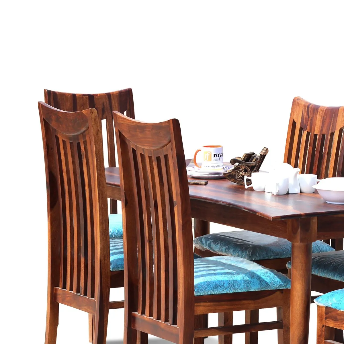 Royal Finish Deco 6 Seater Dining Set in Natural Premium Furniture Sheesham Wood sheesham dining table image 10