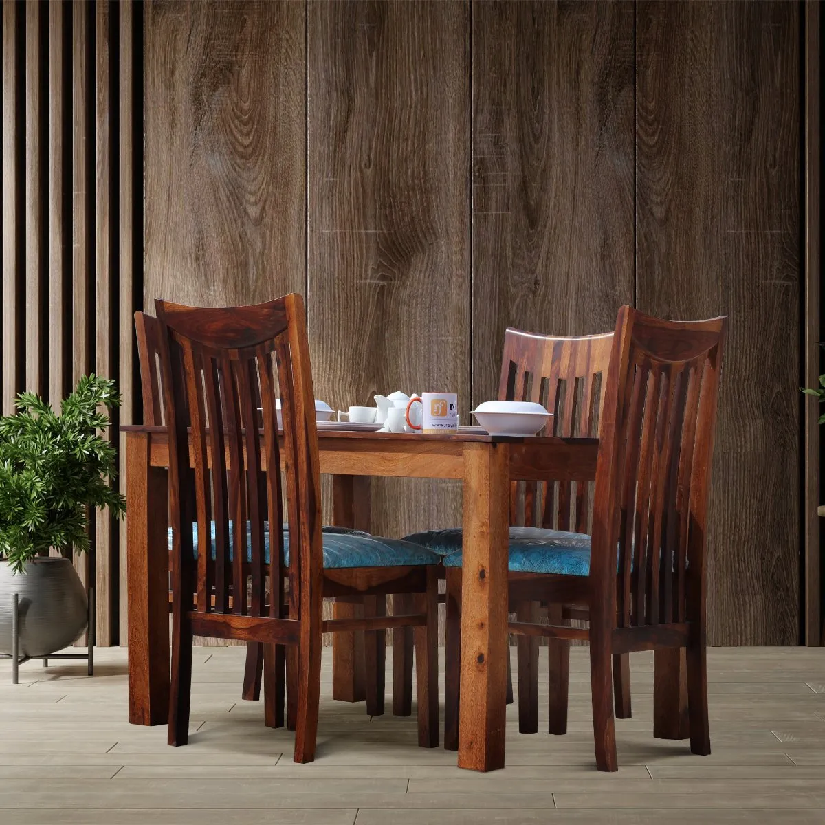 Royal Finish Serene 4 Seater Dining Set in Natural Furniture Sheesham Wood