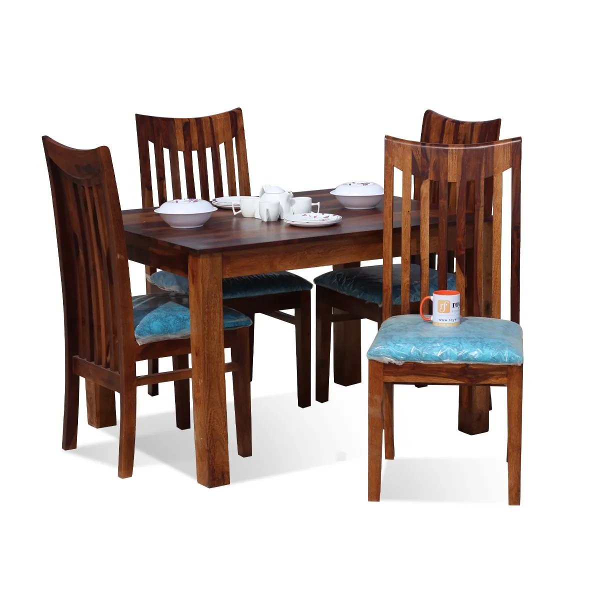 Royal Finish Serene 4 Seater Dining Set in Natural Furniture Sheesham Wood sheesham dining table image 7