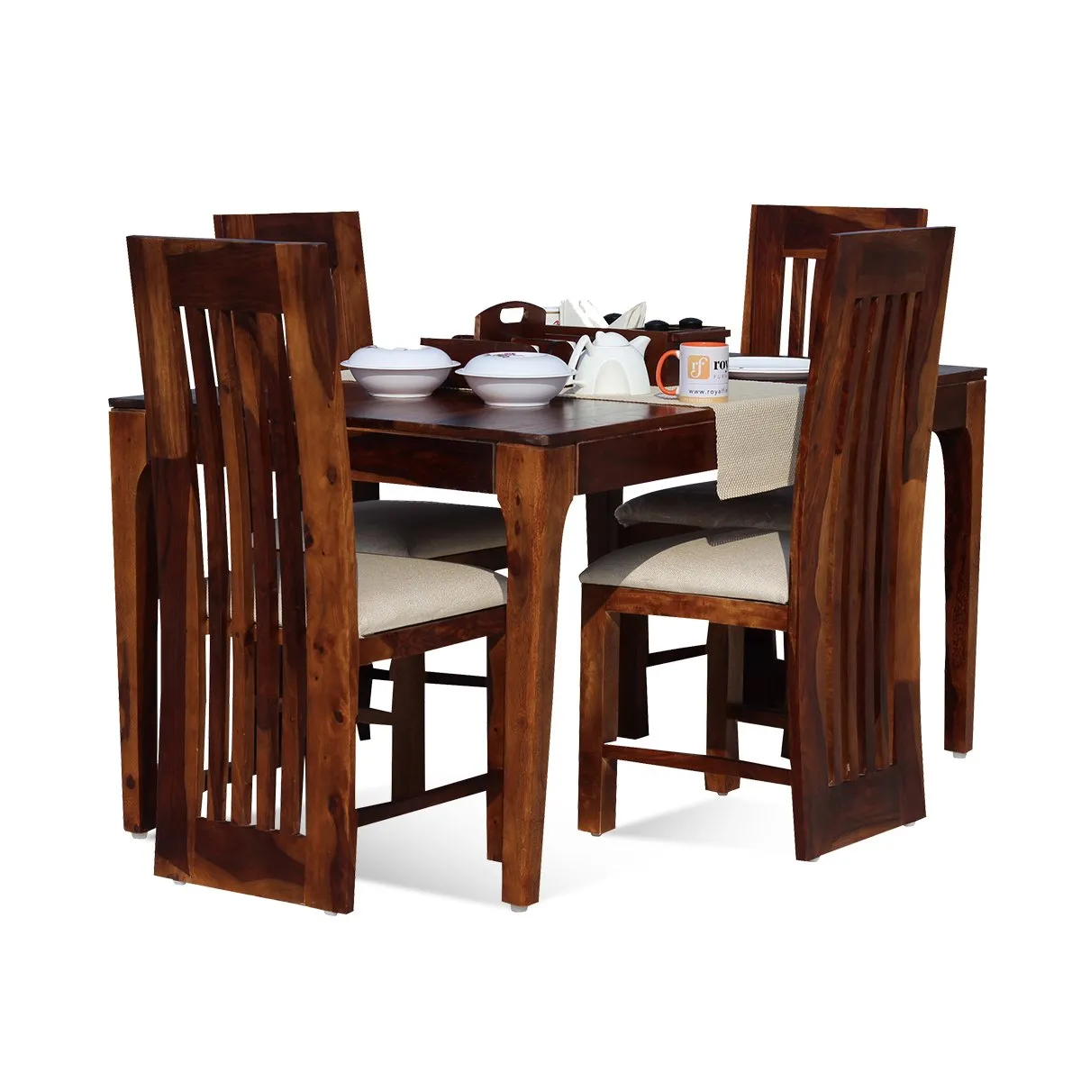 Royal Finish Selope 4 Seater Dining Set in Natural Furniture Sheesham Wood sheesham dining table image 5
