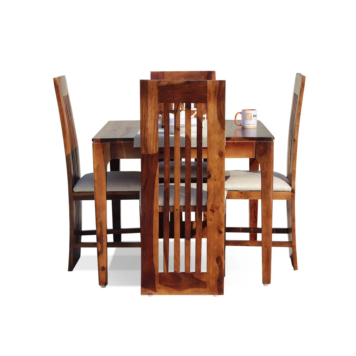Royal Finish Quadro 4 Seater Dining Set in Natural Furniture Sheesham Wood sheesham dining table image 9