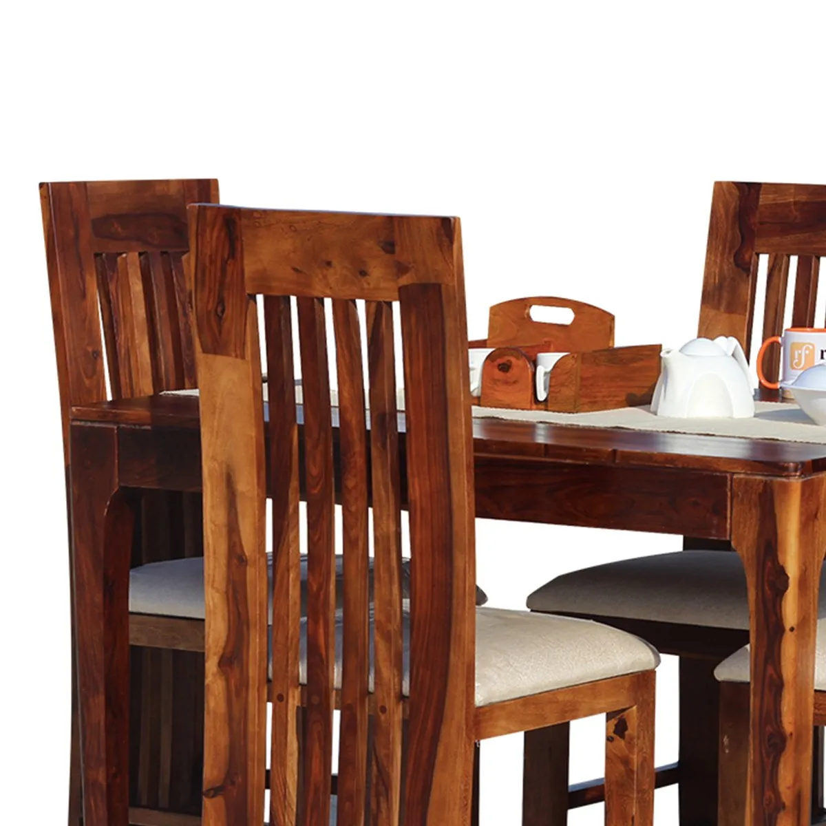 Royal Finish Quadro 4 Seater Dining Set in Natural Furniture Sheesham Wood sheesham dining table image 10