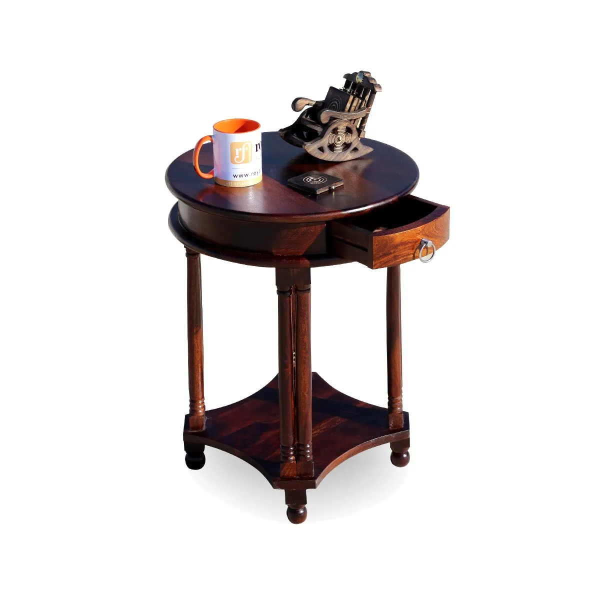 Royal Finish Wheele One Drawer Telephone Table in Natural Colour in Sheesham sheesham wood furniture image 4