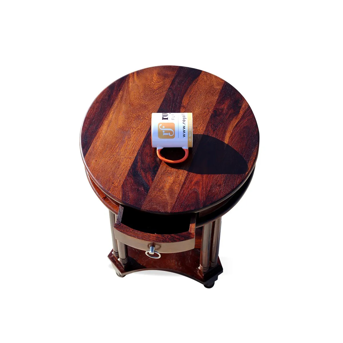 Royal Finish Wheele One Drawer Telephone Table in Natural Colour in Sheesham sheesham wood furniture image 8