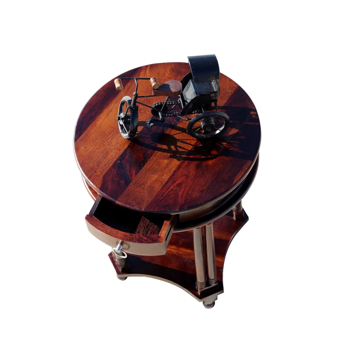 Royal Finish Wheele One Drawer Telephone Table in Natural Colour in Sheesham sheesham wood furniture image 9