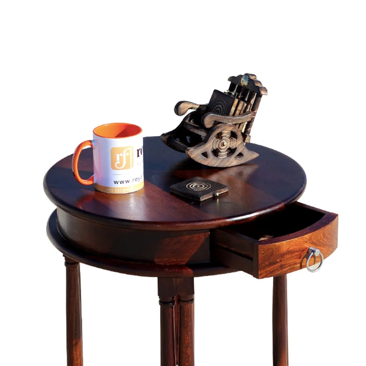 Royal Finish Wheele One Drawer Telephone Table in Natural Colour in Sheesham sheesham wood furniture image 10