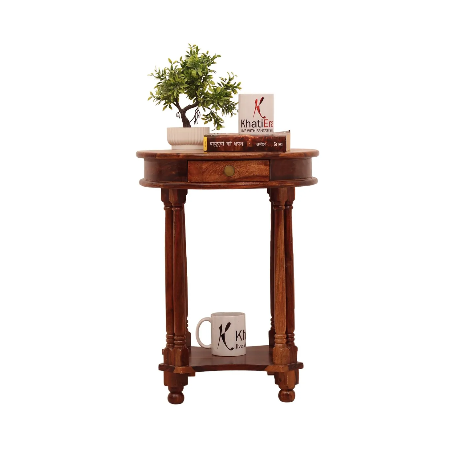 Royal Finish Wheele One Drawer Telephone Table in Natural Colour in Sheesham sheesham wood furniture image 12