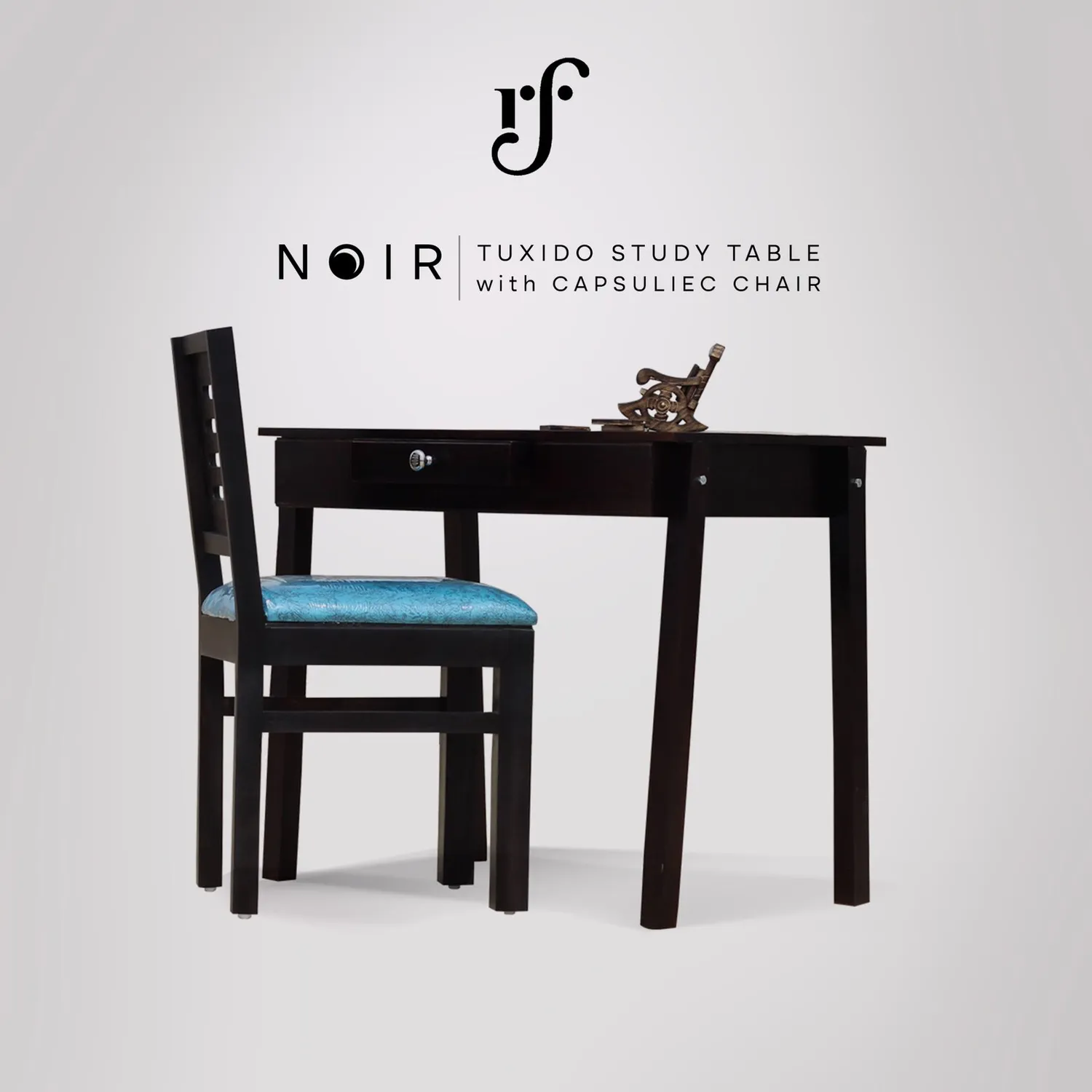 Royal Finish Noir Tuxido Study Table With Capsuliec Chair in Furniture Sheesham