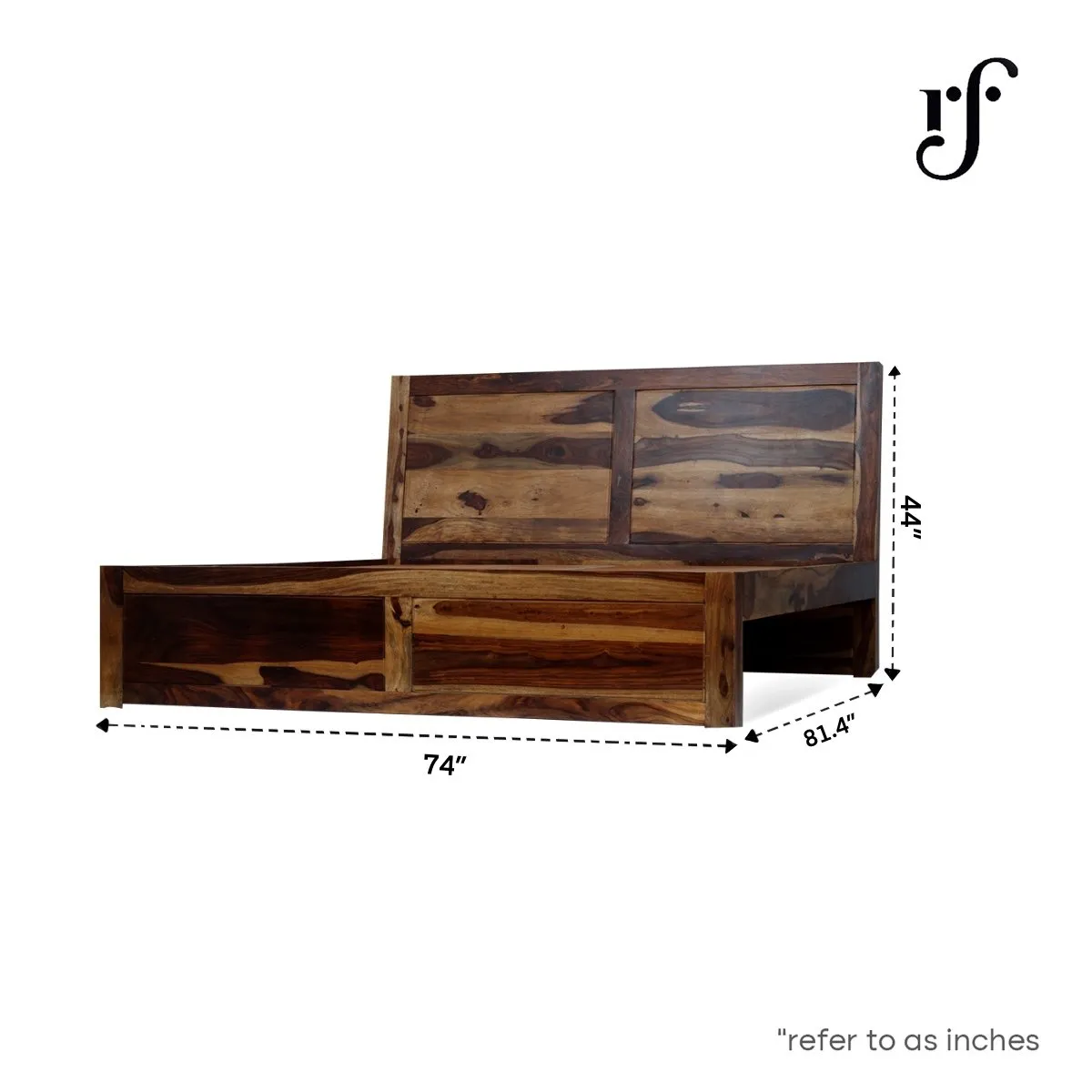 Royal Finish Simpaley King Without Storage Bed In Solid Sheesham Wood sheesham wood bed image 3