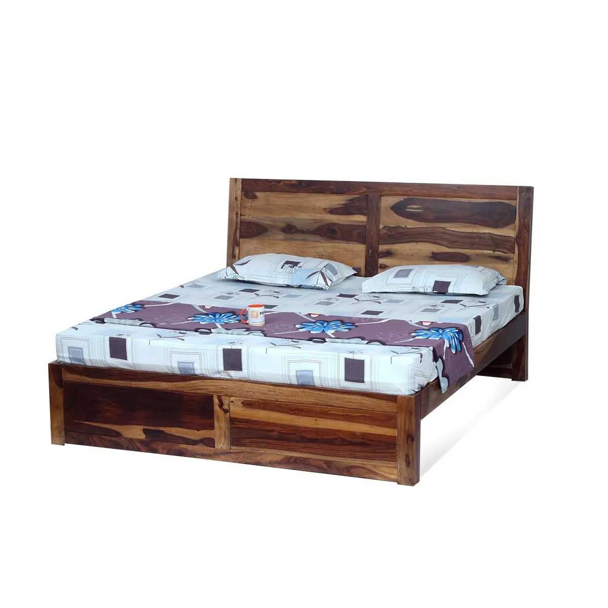 Royal Finish Simpaley King Without Storage Bed In Solid Sheesham Wood sheesham wood bed image 4